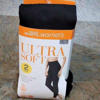 Warner's Ultra Soft ~ 2-Pair Women's Fleece Lined Tights Footless L/XL.....(JJ)